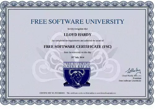 Free Software Certificate